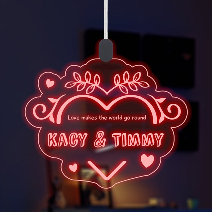 Happy Valentine Flower Frame LED Acrylic Ornament