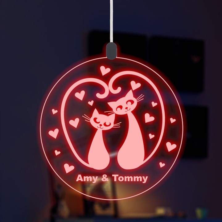 Black cats with hearts LED Acrylic Ornament