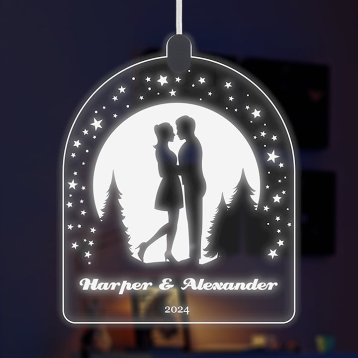 Personalized Name Moon Star Night Love LED Acrylic Ornament