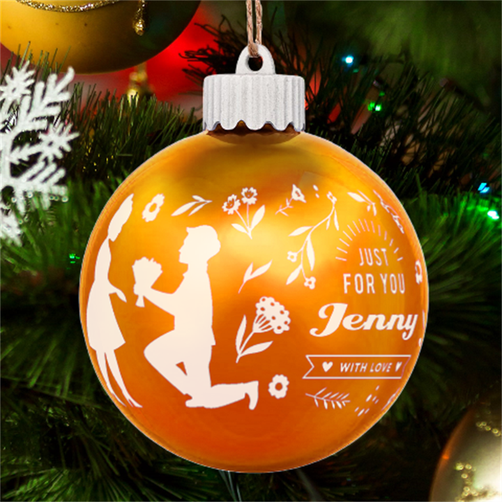 Personalized Valentines Day Name LED Glass Sphere Ornament