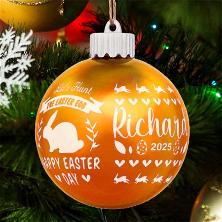 Personalized Easter Day Rabbit Egg Name LED Glass Sphere Ornament