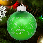 Personalized Merry Christmas Graphic Name LED Glass Sphere Ornament Back