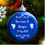 Personalized Save the Date Wedding Name LED Glass Round Ornament Front