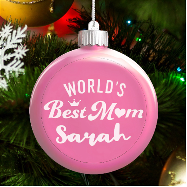 Personalized Mun Mothers Day Name LED Glass Round Ornament