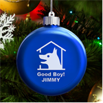 Personalized Name Dog Houes LED Glass Round Ornament Front