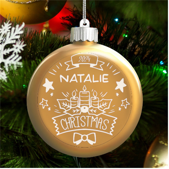 Personalized Christmas Any Text Name Led Glass Round Ornament LED Glass Round Ornament