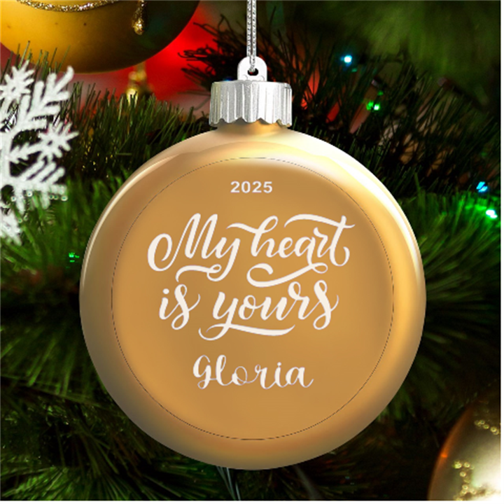 Personalized Couple Valentine Lovers Name LED Glass Round Ornament