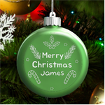 Merry Christmas LED Glass Round Ornament Front