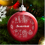Personalized Christmas Any Text Name Led Glass Round Ornament LED Glass Round Ornament Front