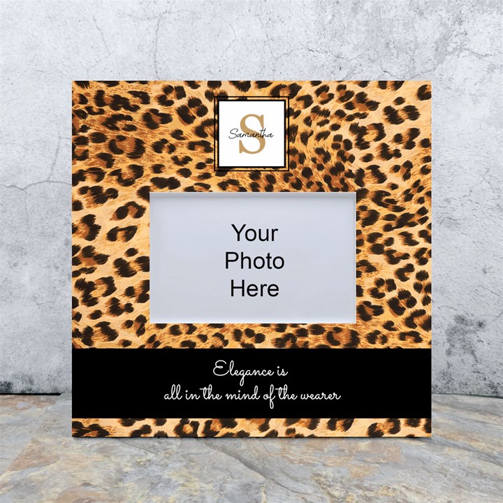 Personalized Animal Skin Initial Name Any Text Box Photo Frame White Box Photo Frame 4  x 6 