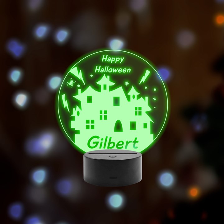 halloween Remote LED Acrylic Message Display (Black Round Stand) 