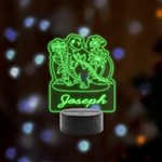 Personalized Dinosaur Name 2 Remote LED Acrylic Message Display (Black Round Stand)  Front