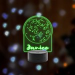 Personalized Star Map Night Sky Star Name Remote LED Acrylic Message Display (Black Round Stand)  Front