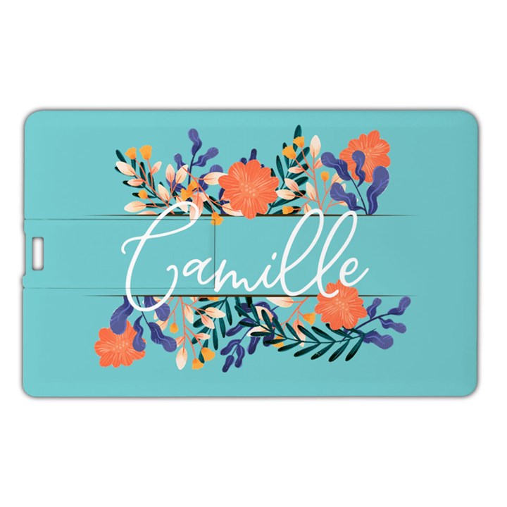 Personalized Floral Name Any Text Name Card Style USB Flash Drive Name Card Style USB Flash Drive