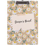 Personalized Floral Memo Style Name A4 Acrylic Clipboard A4 Acrylic Clipboard Front