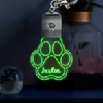 Personalized Dog Cat Pet Footprint Name LED Key Chain Front