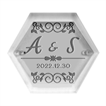 Personalized Initial Wedding Hexagon Wood Jewelry Box Front