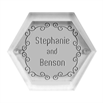 Personalized Wedding Hexagon Wood Jewelry Box Front