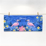 Personalized Tropical Summer Flamingo Name Any Text Hand Towel Hand Towel Front