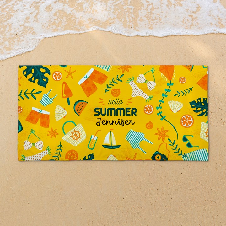 Custom Summer Holiday Any Text Name 54 X27  Super Absorbent Beach Towel	