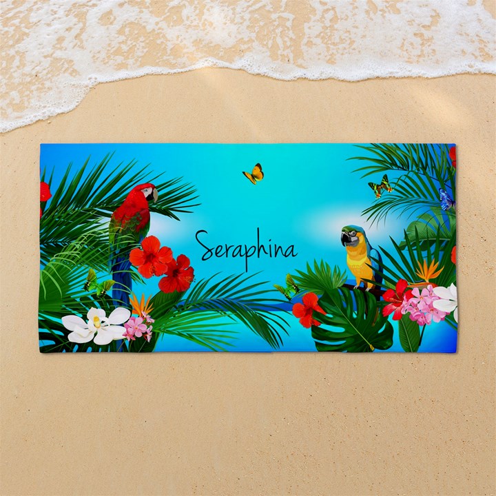 Custom Tropical Summer Name Any Text 54 X27  Super Absorbent Beach Towel	