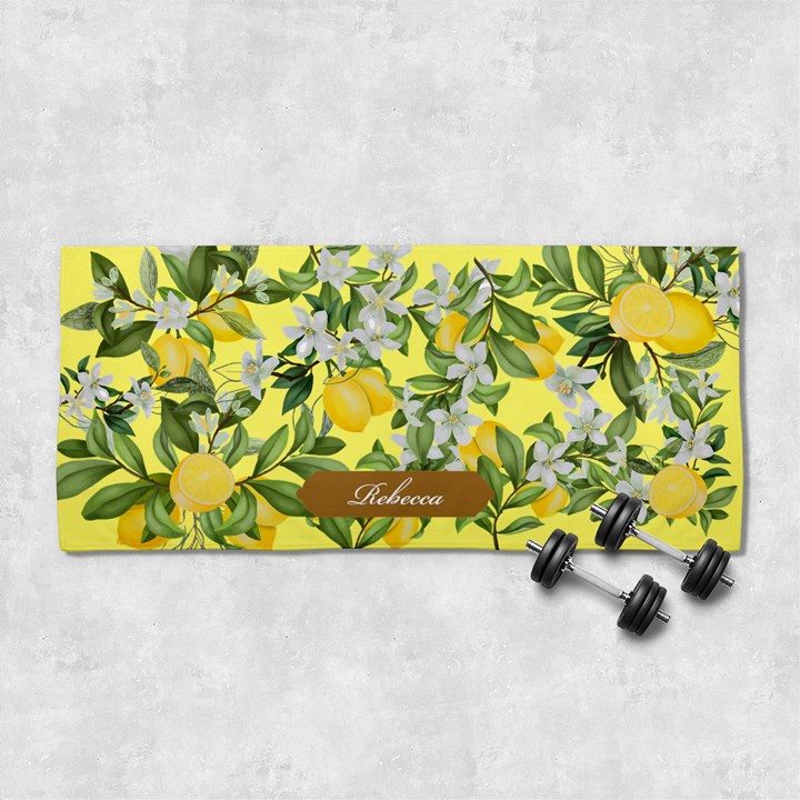 Custom Lemon Summer Vibes Name Any Text 29 X13  Super Absorbent Gym Sports Towel