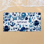 Custom Ocean Animals in Blue Color Any Text Name 54 X27  Super Absorbent Beach Towel	 Front
