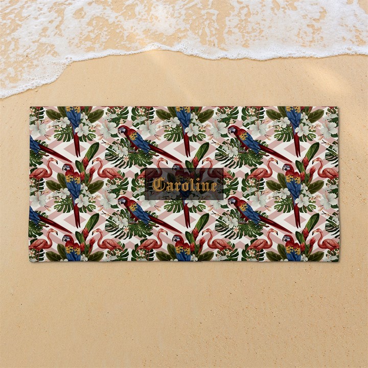 Custom Tropical Summer Holiday Name Any Text 54 X27  Super Absorbent Beach Towel	