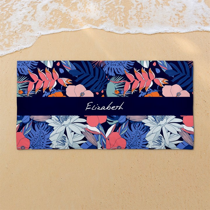 Custom Tropical Summer Name Any Text 54 X27  Super Absorbent Beach Towel	