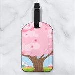 Cherry Blossom Tree Any Text Name Nappa Leather Luggage Tag Rectangle Back