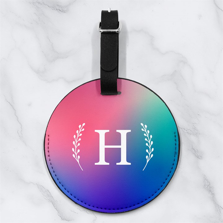 Custom Initial Nappa Leather Luggage Tag Round