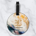 Custom Initial Name Marble Name Nappa Leather Luggage Tag Round Back