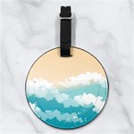 Custom Initial Name Hawaii Beach Nappa Leather Luggage Tag Round Back