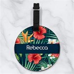 Forest Flower Any Text Name Nappa Leather Luggage Tag Round Front